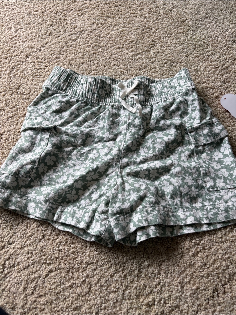 wonder nation Green Floral Drawstring Cargo Shorts